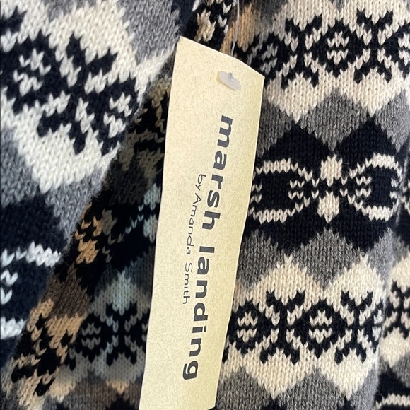Marsh Landing Fair Isle Knit Sweater – Black & White Turtleneck Pullover Size L - Picture 9 of 12
